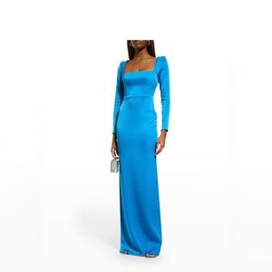 Alex Perry “Lawson” Satin Gown in Deep Blue Size 4